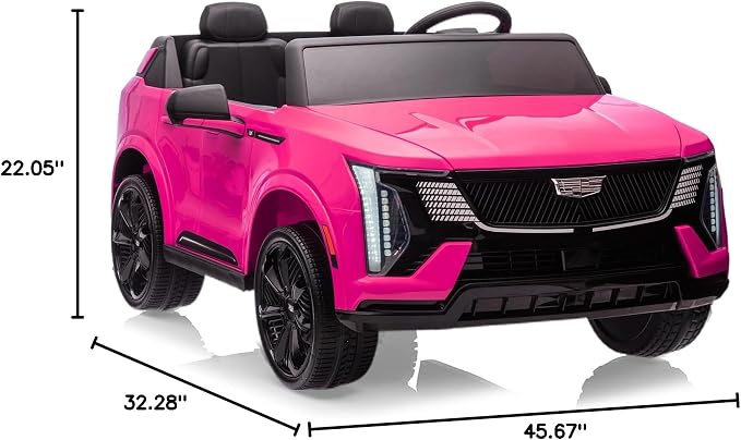 24V Ride On Car, Licensed Cadillac Battery Powered Electric Vehicle w/Remote Control, 2 Seater, 4-Wheel Shock Absorbers, Smooth Start, Music, LED Lights for Boys Girls