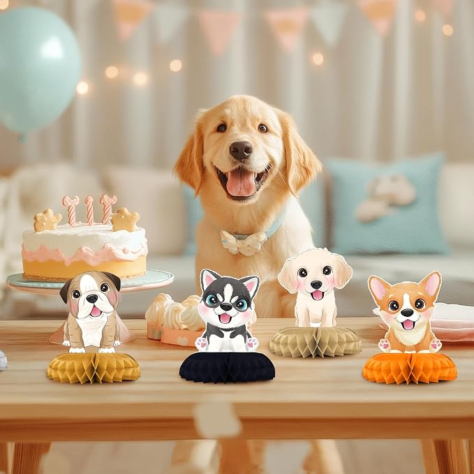 12 Pack Puppy Table Decorations - Puppy Party Decorations for Kids' Birthday and Baby Shower - Puppy Table Toppers