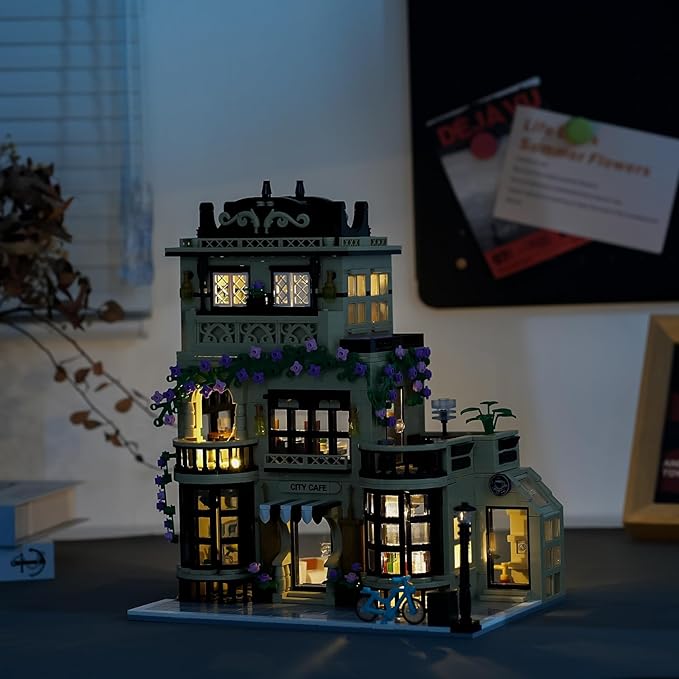Flowers City Coffee Shop Building Set for Adutls,Architecture Building House Kit for Boys and Girls 8-14 Years 1443 pcs