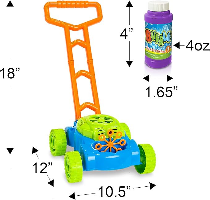 ArtCreativity Bubble Lawn Mower for Toddlers 1-3, Kids Bubble Machine for 1 Year Old Boy Gifts, Bubbles Blowing Push Toys for Kids, Summer Outdoor Gardening Toys for Birthday Gifts Boys & Girls