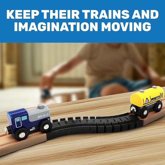 2-Pack - Flexible Train Track Curve Piece for Brio – Bendable Railway Connector Compatible with Brio Train and Wooden Train Set Systems – Custom Layout Accessory for Expanding Wooden Rail