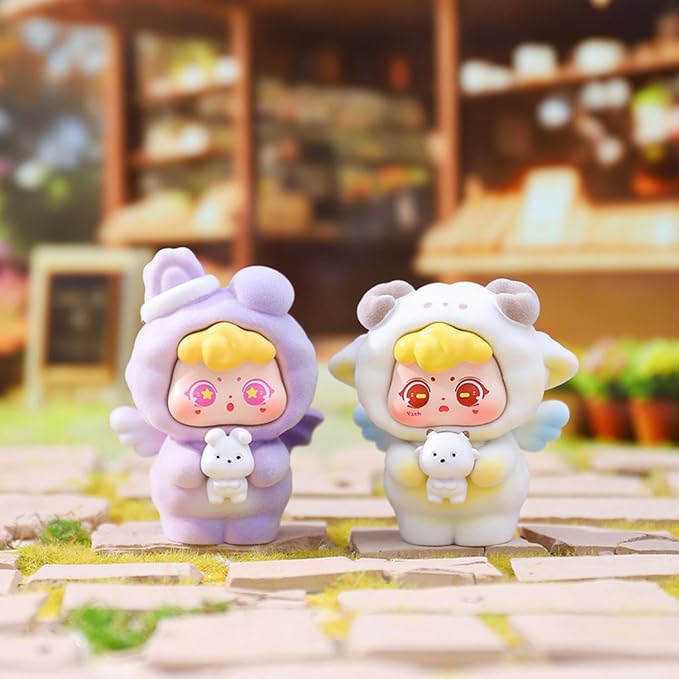 YAMSLAM Sweet Angel Series Mini Fluffy Animal Box Cute Action Figures Collectible Toy Surprise Mystery Box Dolls Home Decor Birthday Gift, Random 1pc of 7 Styles