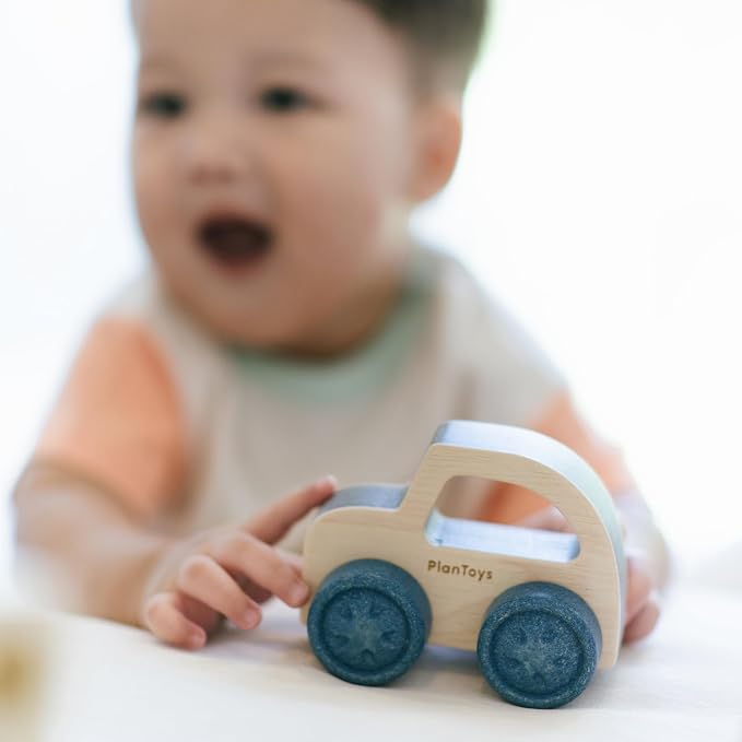 PlanToys® Wooden Timber Trail EV | Montessori Push and Roll Toy for Fine Motor Skills, Coordination and Cause and Effect Learning | Eco Friendly Baby Toy for Sensory and Active Play