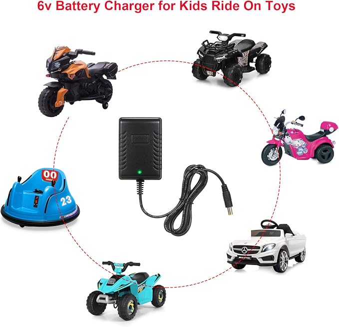 6V Battery Charger for Kids Ride On Toys car 6 Volt Battery Charger for Best Choice Products Hello Kitty SUV Kid Trax Toddler Quad Kidzone Bumper Car Electric Toys Charger