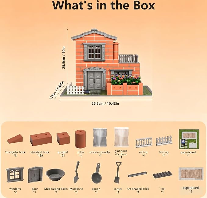 Mini House Building Kit for Kids Age 8+, Real Mini Bricks DIY Tiny House Construction Set, STEM Creative Building Blocks Toys, Educational Hands-On Architecture Craft Gifts for Boys Girls