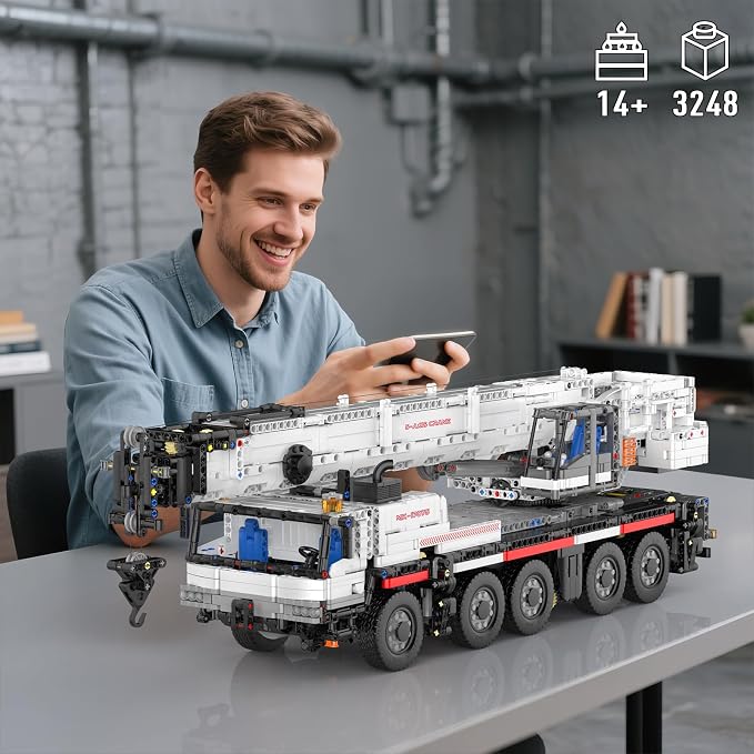 Mould King Construction Crane Building Sets, 17075 APP Programmable Construction Vehicle Model, Large Vehicles Crane Building Kits Gift for Adult/Collections Enthusiasts(3248 Pieces)