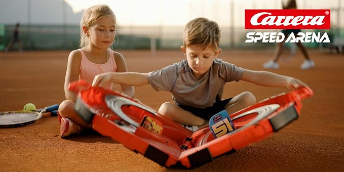Carrera Speed Arena Cars Slot Car Race Track Set – Lightning McQueen | Portable slot car track toy, race-in-a-case design, includes McQueen & Ramirez cars, travel-friendly for kids, easy setup