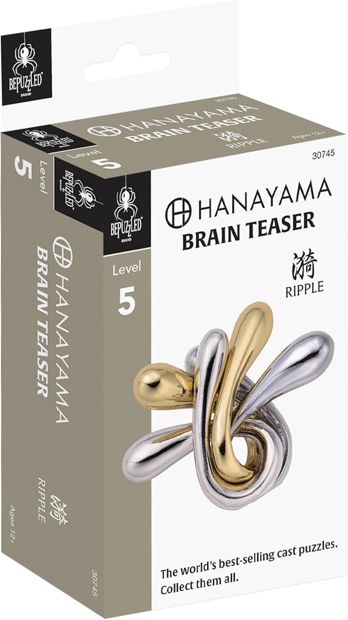 BePuzzled, Ripple Hanayama Cast Metal Brainteaser Puzzle Mensa Rated Level 5, for Ages 12 and Up