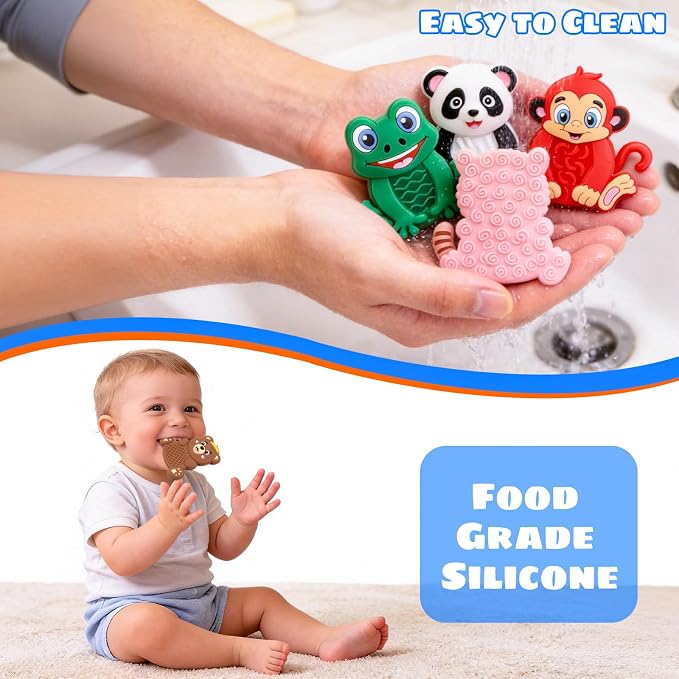 12 Pack Animal Texture Sensory Toys for Kids, Toddler Travel Toys for Airplane Car Roadtrip, Silicone Calming Autism Quiet Fidgets for Classroom, Birthday Gifts for Kids Toddlers