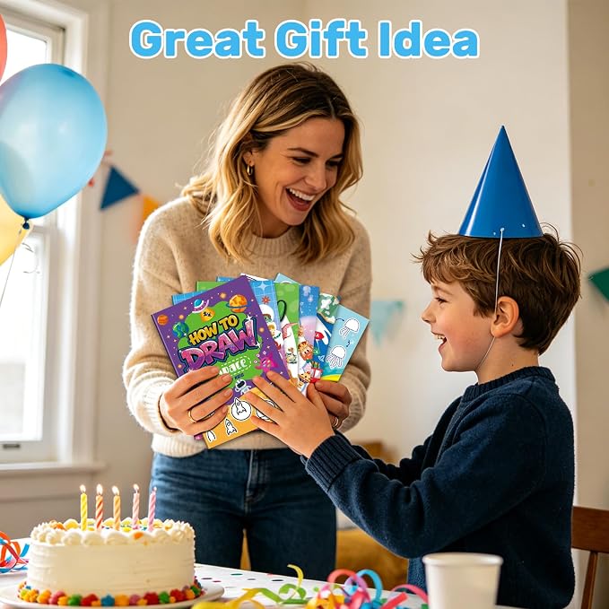 Elfew 6 Pack How to Draw Books for Kids, Small Coloring Books for Kids Ages 4-8, Activity Books for Kid,192 Cute Step-by-Step Drawing Stuff, Birthday Gift for Boys and Girls