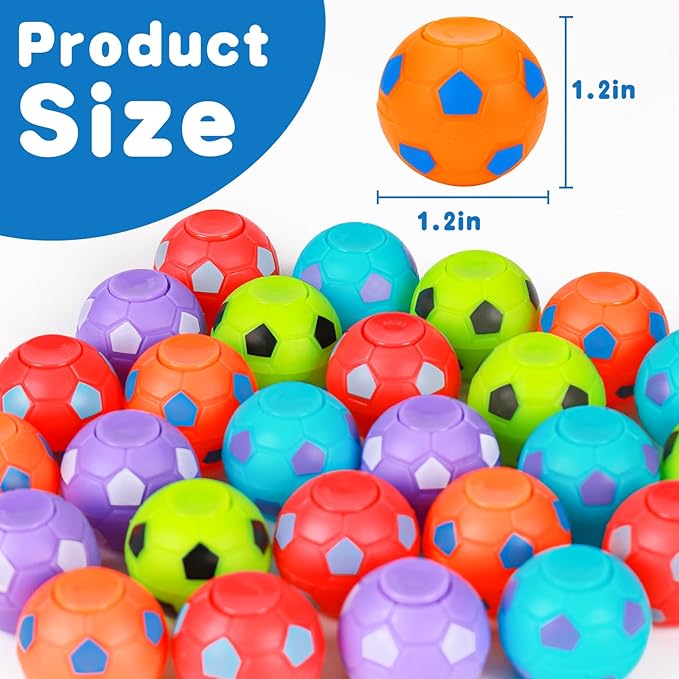 Thremhoo 32PCS Fidget Spinner Balls Soccer World Cup Party Favors Bulk for Kids 4-8 8-12 Goodie Treat Bag Stuffers Classroom Treasure Toys Carnival Prize Pinata Filler Birthday Trinket Return Gifts