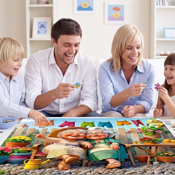 Happy Grandma 1000 Piece Puzzle for Adults,Puzzles for Adults 1000 Pieces,Challenging and Hard Difficult Mosaic Jigsaw Puzzles Toy Games 1000Pieces 27.5 X 19.7inch
