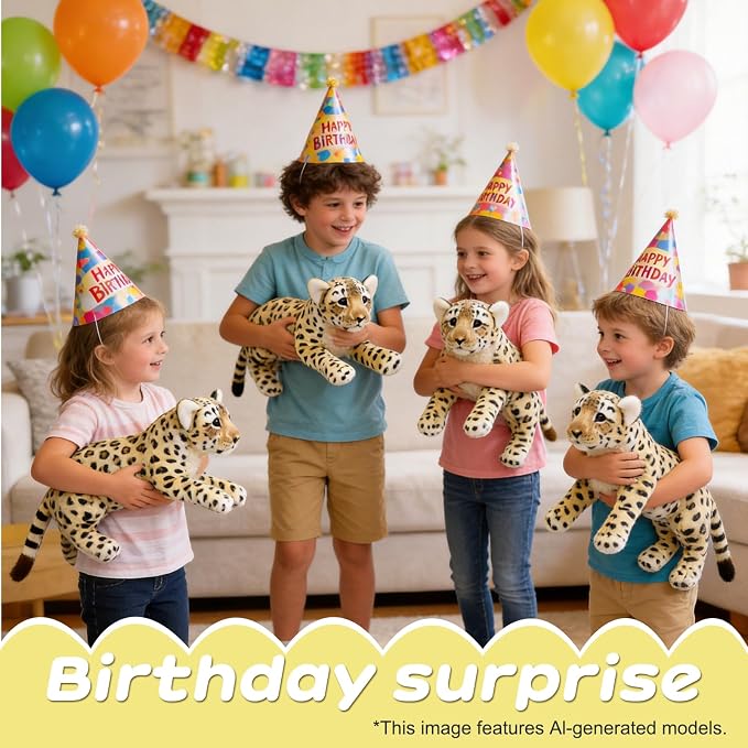 Cheetah Stuffed Animal 19" Realistic Leopard Stuffed Animal Cheetah Stuffy Leopard Plush Toys Cute Stuffed Jaguar Plush Birthday Graduation Gift for Girls Boys