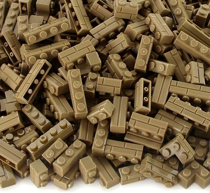 Masonry Bricks Set - Compatible with Major Brands Building Blocks, 260 Pieces Bulk 1x2 1x3 1x4 and Corner Bricks for DIY Wall House Construction Gift for Kids (Dark Tan)