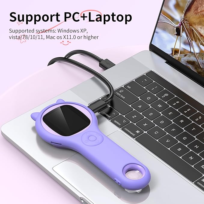 Microscope for Kids - Electronic Handheld Magnifying Glass for Children-STEM Outdoor Science Kit for Summer Travel & Camping Toy,Birthday Gifts Toys for 5-8 9-12 Year Old Girls(Purple)