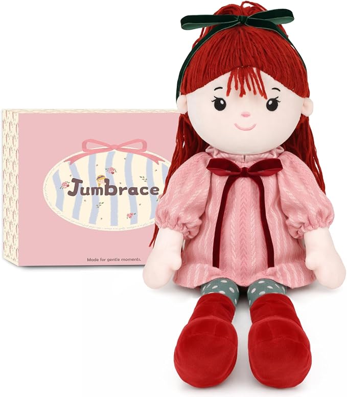 Soft Baby Doll Toys (16'') Baby Rag Doll for Girls Birthday Gifts Cuddly Plush Toys for Toddler Kids (Red)