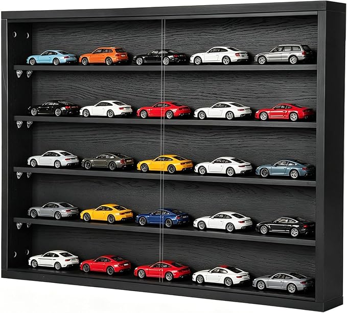 Large Car Display Case, PKHROR Oversized Diecast Car Display Frame with UV Protection, Wall Mount for Toy Cars and Collectible Models, Black