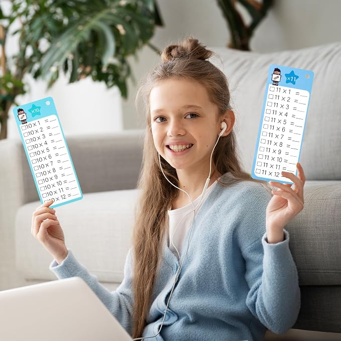 60Pcs Multiplication Division Addition and Subtraction Flash Card, Math Flash Cards with 8 Dry Erase Pens 4 Rings, Time Table Flash Cards for 1st to 3rd Grades Fun Learning with Math Game