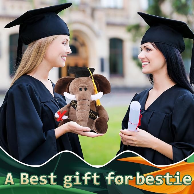 HyDren 10 Pieces 9 Inches Graduation Safari Stuffed Animals Set Plush Safari Stuffed Animal Elephant Giraffe Lion Tiger Monkey Rhinoceros Zebra Leopard Hippo for 2026 Graduation Party Favors Gifts