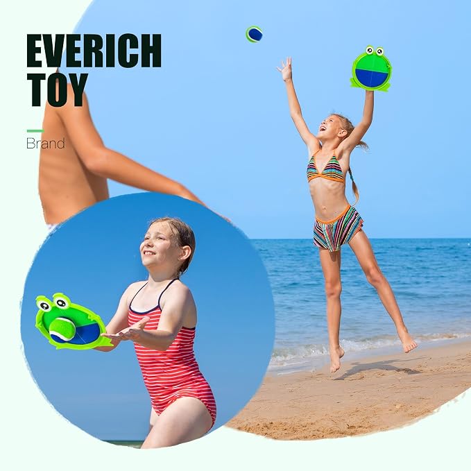 Toss and Catch Ball Game Set, Upgraded Sticky Paddle Ball Set for Kids & Toddlers, Sturdy & Water-Resistant Outdoor Backyard Beach Pool Toy, Birthday Gift for Boys Girls Ages 3-12