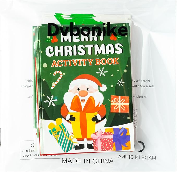 Dvbonike 24Pcs Christmas Activity Books for Kids Bulk Merry Christmas Mini Fun Games Coloring Book Santa Snowman Reindeer Party Favors Goodie Bags Stuffers Birthday Classroom School Rewards Supplies