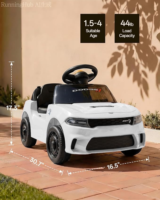 Licensed Dodge Electric Ride on Car for Toddlers Aged 1-3 w/Music & Horn