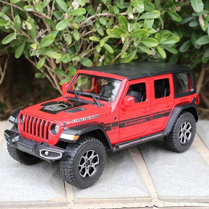 BDTCTK Off-Road 7 Door for Wrangler Diecast Toy Car Model, 1/22 Scale Metal Alloy Vehicle for Kids Boys Girls Adults, Doors Open, Light and Sound, Gifts Red
