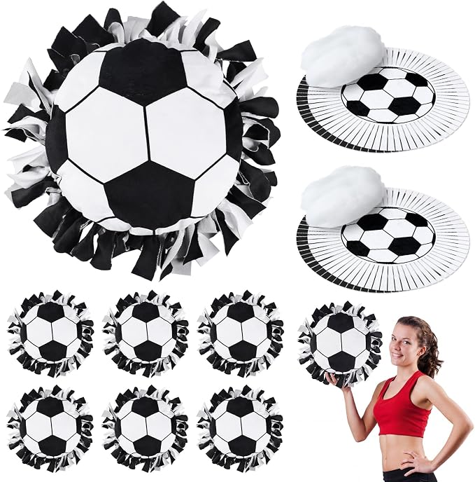 Weysat 6 Sets Soccer Fleece Tied Pillow Craft Kit DIY No Sew Soccer Pillow Gifts with PP Cotton for World 2026 Sports Theme Party Game Day Room Decor World Fans Gifts