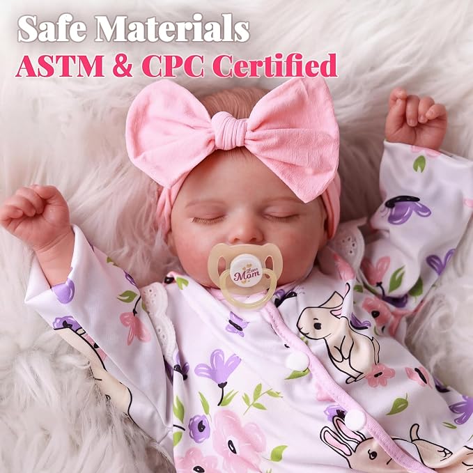 BABESIDE 20 Inch Reborn Baby Dolls Girl, Realistic Newborn Baby Doll with Poseable Body, Lifelike Baby Doll with Accessories for Girls Ages 3+, Pretend Play & Collection Gift
