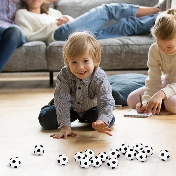 Hooqict Mini Soccer Stress Balls 25 Pack Small Foam Sports Stress Ball for Kids Squeeze Ball Anxiety Relief Toy Boy Soccer Party Decorations Supplies Class Prizes
