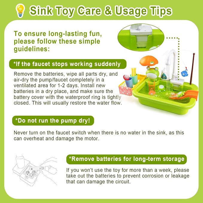 Play Sink with Running Water,Kids Sink Toy with Automatic Water Cycle System,Sink Fishing Game Toy with Food Kitchen Accessories,Kids Role Play Dress Up Dishwasher Toys for Boys and Girls Present