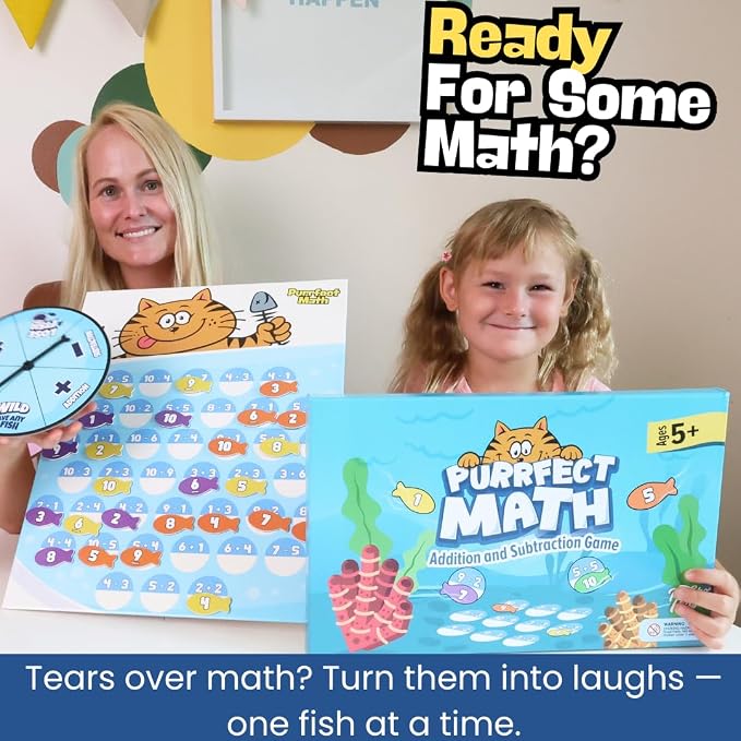 Pidoko Kids Purrfect Math | Math Games for Kids Ages 5+ | Addition and Subtraction Magnetic Fish Game