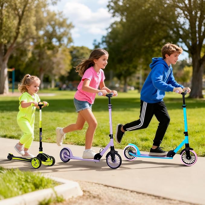 Nattork Kick Scooter for Age 6+ Kids Teens Adults, Max Load 240 LBS, Adjustable Height Foldable with 8" Large Wheels, Anti-Shock Suspension