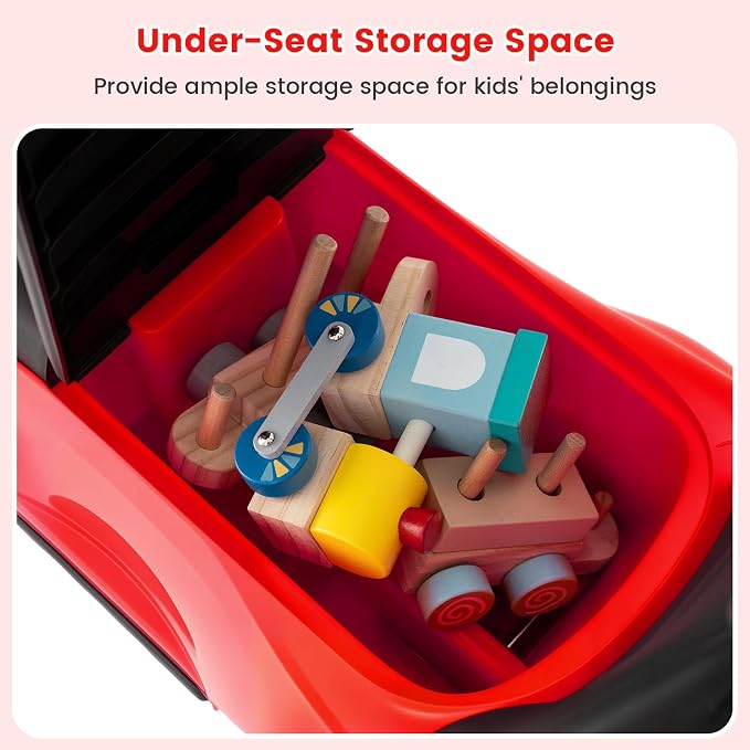 OLAKIDS Push Car for Toddlers, 3 in 1 Licensed Mercedes Benz Baby Sliding Walking with Parent Control Handle Adjustable Canopy Guardrail Under Seat Storage, Kids Ride on Toys with Horn (Red)
