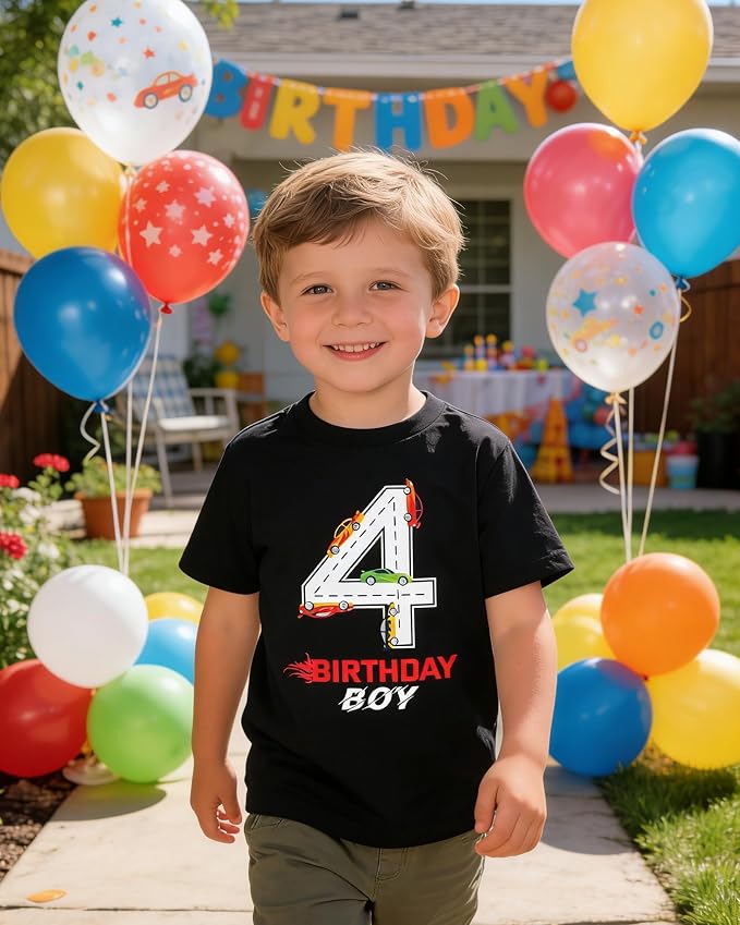 Lovekider 2-5 Years Birthday Boy Shirt Construction Party T-Shirts Excavator Cotton Short Sleeve Tee Dark Grey