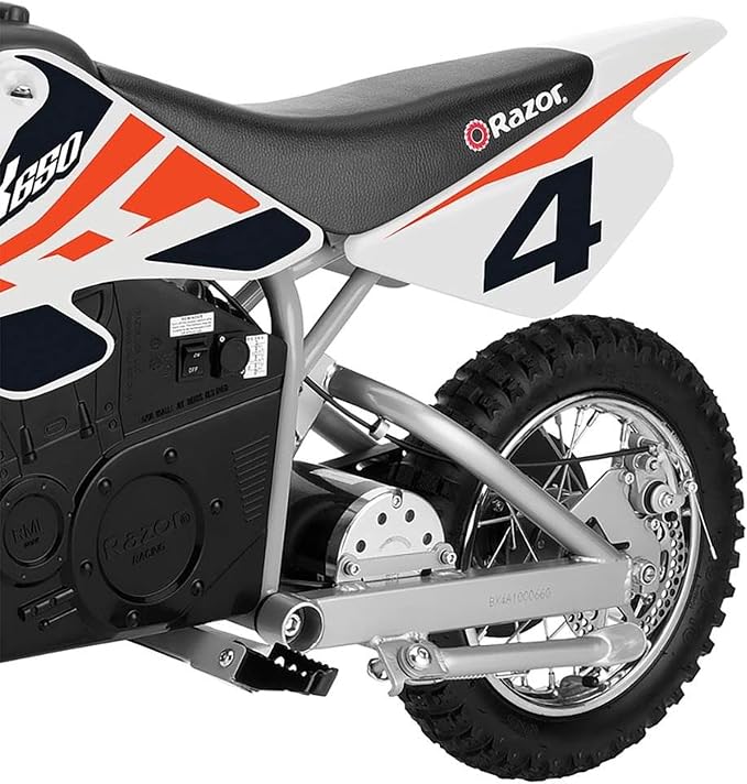 Razor MX650 Dirt Rocket Bike Electric Ride-On for Ages 16+, 220 lb Max Weight, Orange – 36V Battery, Up to 17 Mph, 40-Min Run Time, Twist-Grip Throttle, 16” Front and 14” Rear Pneumatic Tires
