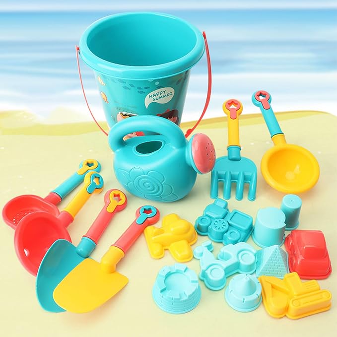 18pcs Beach Sand Toys Set Kids Beach Bucket Sand Toy Set Scoop and Rake Toy Digging Tools Multifunctional Plastic Smooth Surface for Pool Backyard