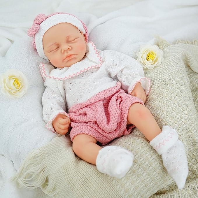 Girl 12 Inch, Silicone Reborn Baby Dolls, Realistic Baby Doll, Not Vinyl, Posable Newborn, Reborn Baby Dolls Silicone Full Body