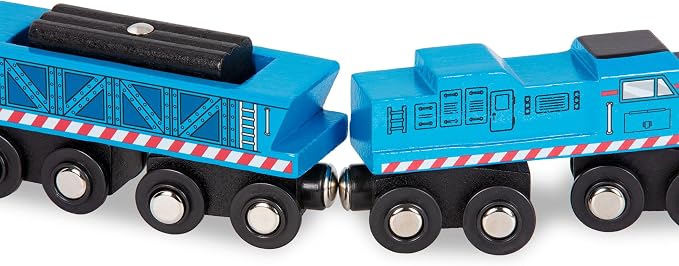 Battat – Classic Trains – 6 Pieces Wooden Railroad Set – Magnetic Toy Trains – Train Engines & Cars – 3+ Years– Wooden Locomotives & Freight Cars