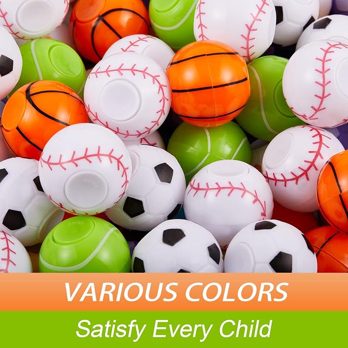 SCIONE 36pack Sports Ball Fidget Spinner Stress Ball Party Favors for Kids 4-8 8-12, Fidget Toys Bulk Goodie Bag Stuffers Treasure Box Toys for Classroom Prizes Return Gifts for Kids Birthday