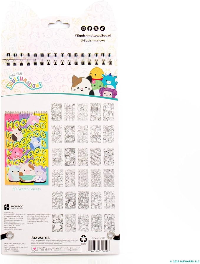 Original Squishmallows Color & Sketch Set, 15-Page Sketchbook, Color & Sketch Book, Sketch Pad, Drawing Pad for Kids, Coloring Books for Kids, Cute Coloring Books, Small Sketchbook, Coloring Book