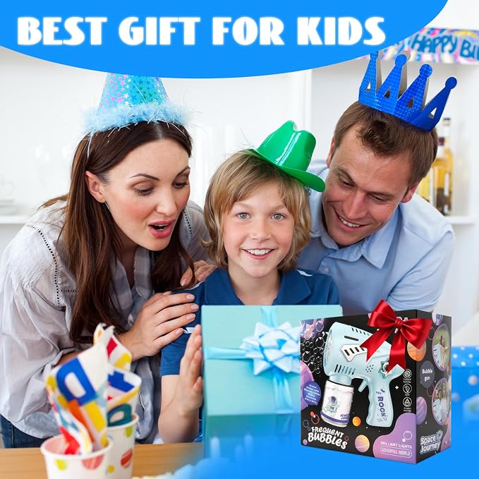 Space Journey Bubble Gun, Type-C Rechargeable Astronaut Bubble Gun, Automatic Bubble Machine with Led Light. Suitable Toy Gifts for Kids Aged 3-15, Suitable for Outdoor and Indoor Party Toys