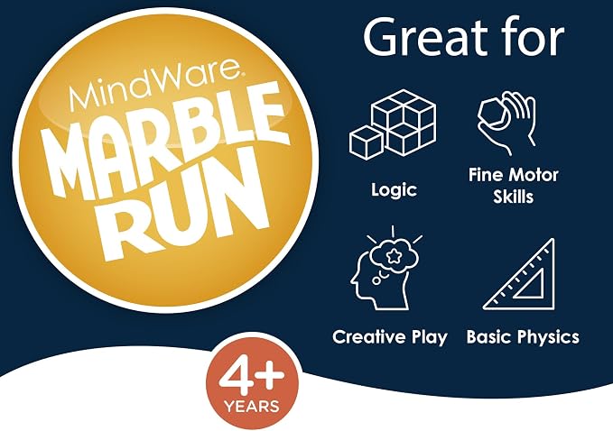 MindWare Marble Run – Neutral Colors | 103-Piece Marble Run Set with 20 Marbles | STEM Construction Toy for Kids