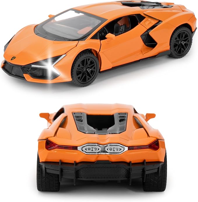 BDTCTK 1/32 Comapatible for Lamborghini Aventador LP700-4 Model Car, Zinc Alloy Diecast Pull Back Toy Cars with Sounds and Lights Vehicles for Kids Boy Girl Gift (Orange)