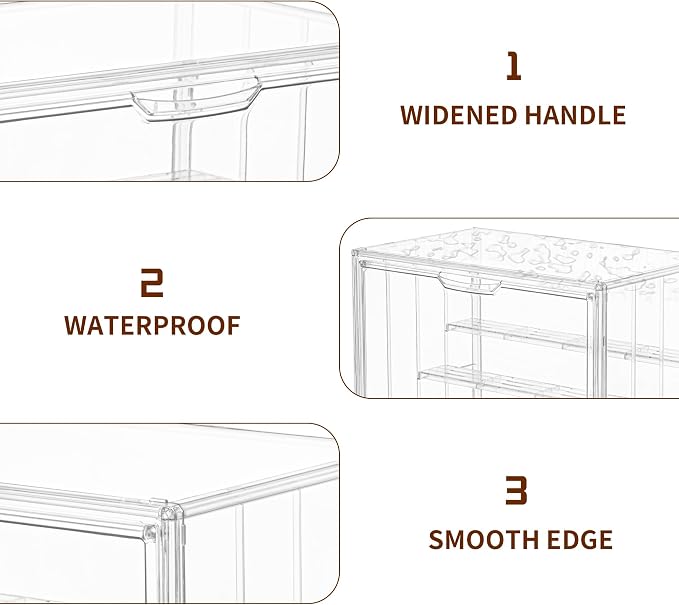 3 Pack Display Case for Collectibles 4 Layer Updated Adjustable Acrylic Display Case with Magnetic Door Clear Stackable Display Box Hobby Display Cases for Figures, Countertop
