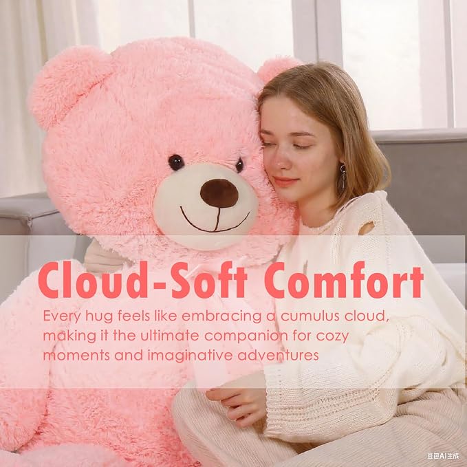 Tezituor Valentines Pink Big Teddy Bear, 5ft Giant Bears Stuffed Animal Plush,59” Soft Bear Plushies for Girls Girlfriend for Christmas, Birthday