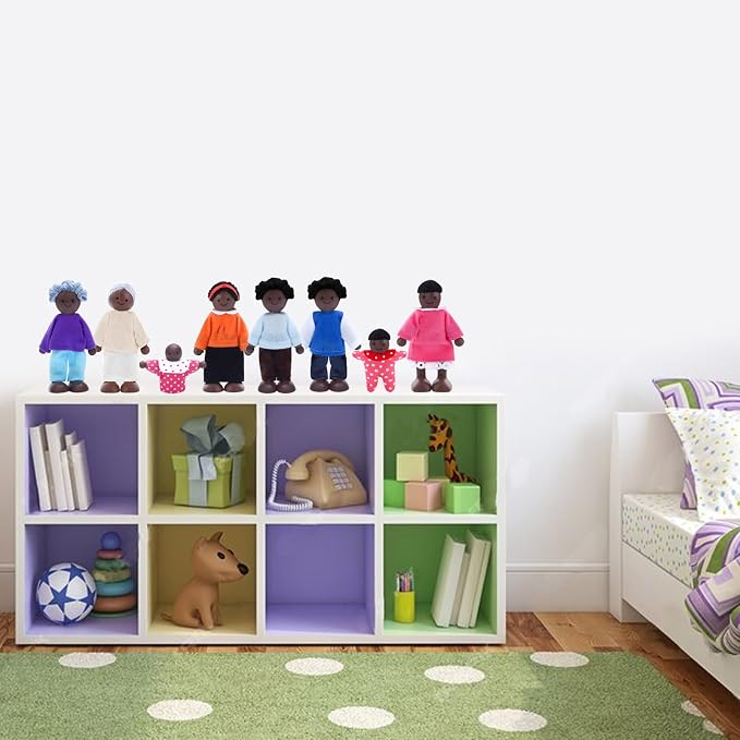 ONEST 10 Pieces Wooden Dollhouse Family Set Mini People Figures Sets Dollhouse Dolls Wooden Doll Family Pretend Play Figures Accessories for Pretend Doll House