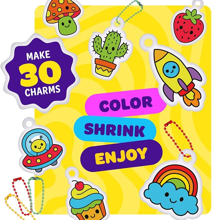 Shrinky Magic Craft Kit for Kids - Shrink Kit for Girls - Arts and Crafts for Kids Ages 4-8, 6-8, 8-12 - Craft Kits - 6 7 8 Year Old Girl Birthday Gifts - Toys for Girls 8-10 - Gift for Boys Ages 6+
