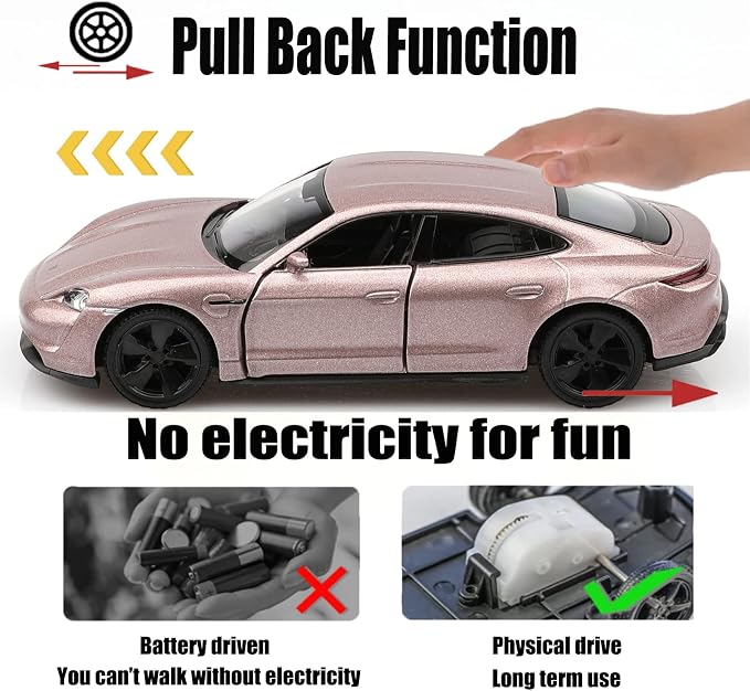 TOKAXI 1/36 Scale Porsche Taycan Diecast Car Models,Pull Back Vehicles Porsche Toy Car,Cars Gifts for Boys Girls