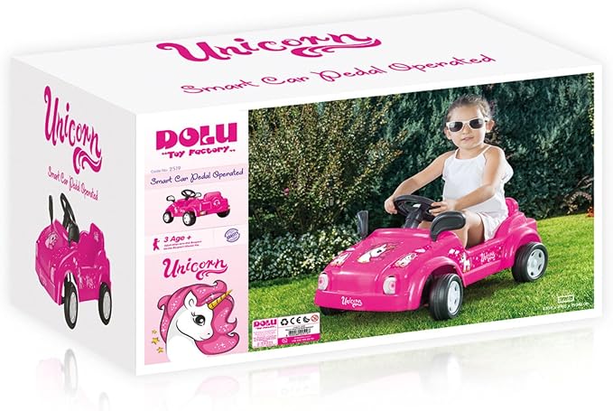 DOLU Pedal-Powered Unicorn Ride-On Car, Magical Kids Toy Vehicle with Built-in Horn, Indoor/Outdoor Riding Fun for Toddlers Ages 3+ Years